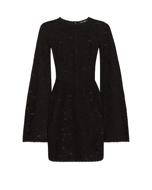 Dolce & Gabbana Black Short Lace-Stitch Dress