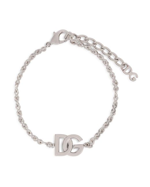 Dolce & Gabbana Metallic Link Bracelet With Dg-logo for men