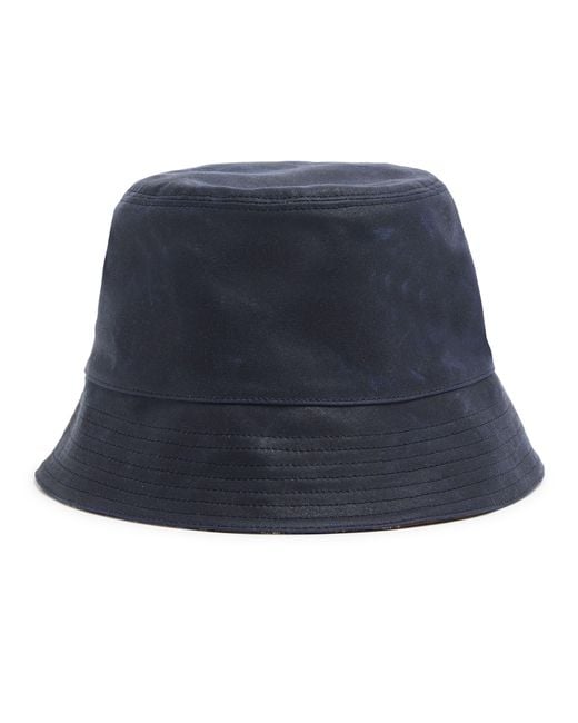 Loewe Blue Reversible Waxed Canvas Bucket Hat With Tartan Pattern for men