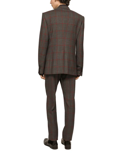 Dolce & Gabbana Brown Double-breasted Glen Plaid Sicilia-fit Suit for men