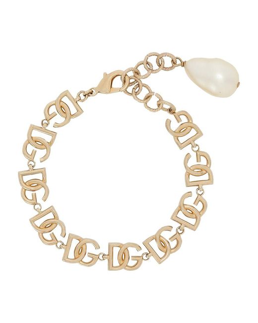 Dolce & Gabbana Metallic Link Bracelet With Multiple Dg Logo