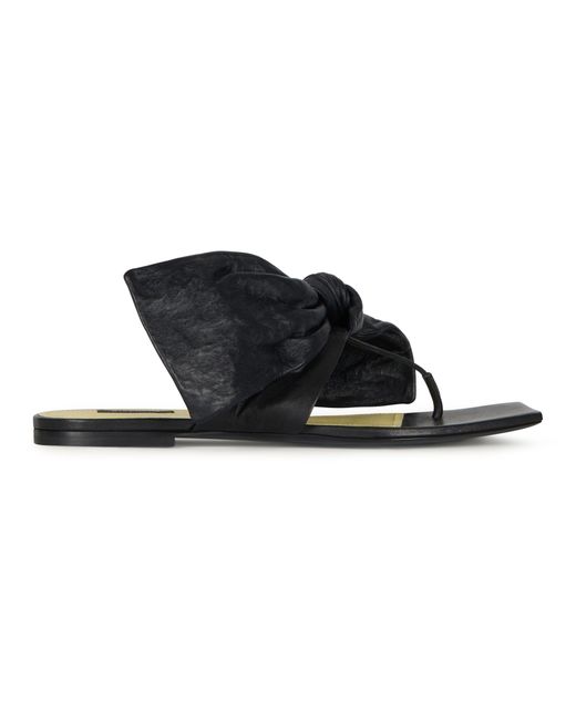Givenchy Black Flat Sandals With Bow