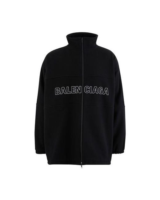 Balenciaga Black Logo-embroidered Wool-fleece Jacket for men