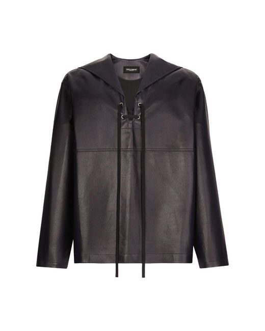 Dolce & Gabbana Black Leather Blouse for men