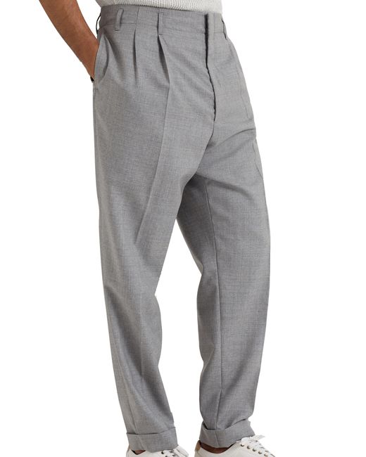Pantalon en toile de laine vierge Brunello Cucinelli pour homme en coloris Gray