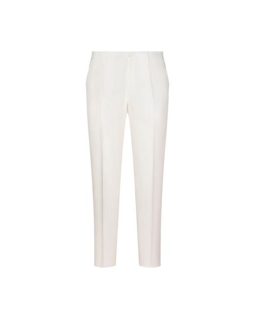 Dolce & Gabbana White Linen Pants for men