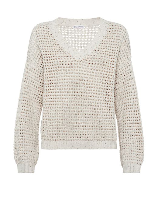 Brunello Cucinelli White Dazzling Net Sweater