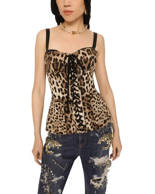 Corset à imprimé léopard Dolce & Gabbana en coloris Brown