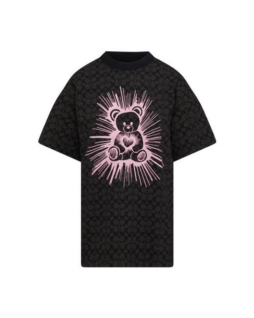COACH Black Rave Bear T-shirt In Organic Cotton