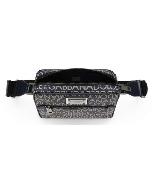 Dolce & Gabbana Black Coated Jacquard Crossbody Bag for men