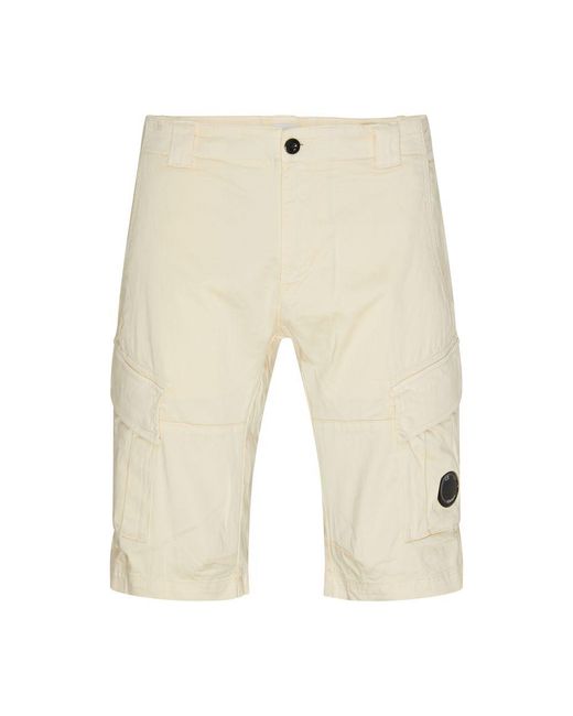 C P Company Natural Stretch Sateen Cargo Shorts for men