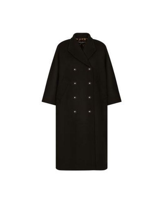 Dolce & Gabbana Black Double-Breasted Baize Coat