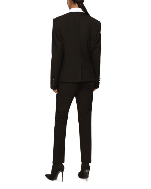 Dolce & Gabbana Black Wool Pants With Duchesse Tuxedo Band