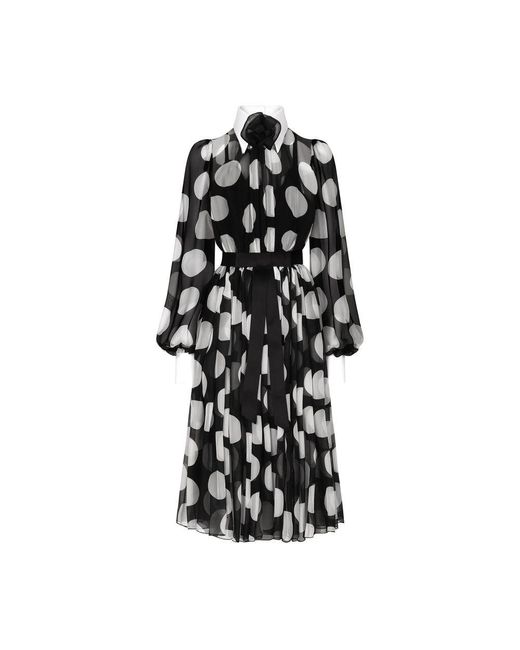Dolce & Gabbana Black Polka-dot Cotton Dress