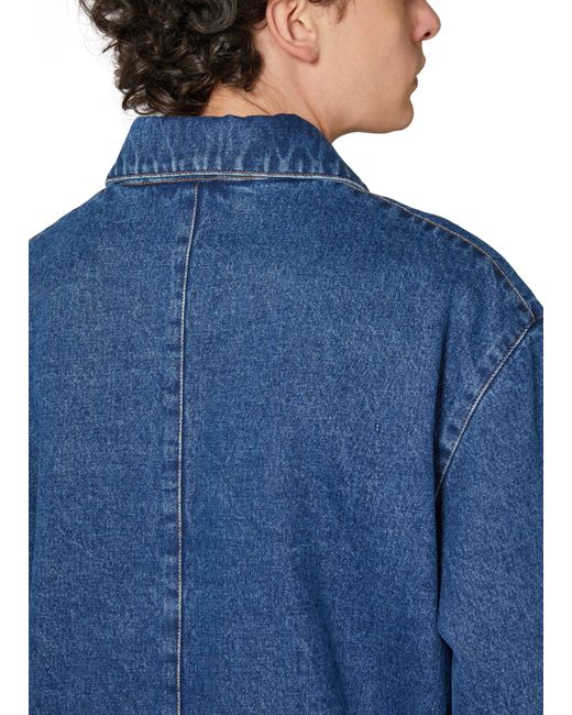 AMI Blue Ami De Caur Zipped Denim Jacket for men