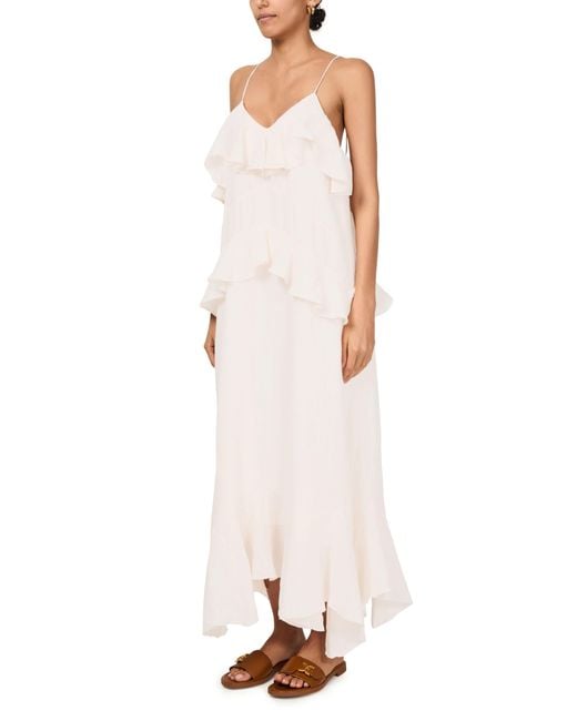 Skall Studio White Benedicte Ruffle Maxi Dress