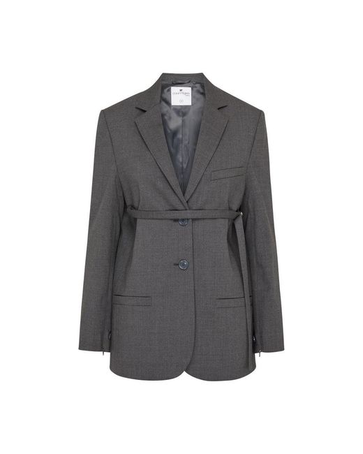 Courreges Gray Strap Wool Tailored Jacket