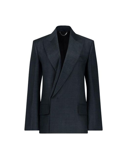 Victoria Beckham Blue Structured Jacket With Layers