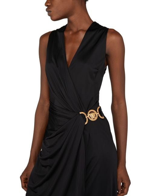 Versace Black Draped Mid-length Dress