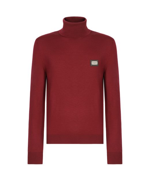 Dolce & Gabbana Red Wool Turtle-Neck Sweater for men