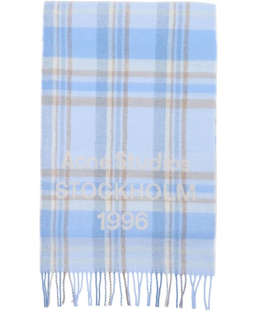 Écharpe À Carreaux Avec Logo Acne en coloris Blue