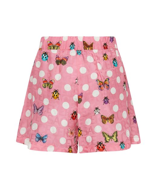 Versace Pink Shorts With Polka Dots And Butterfly Print