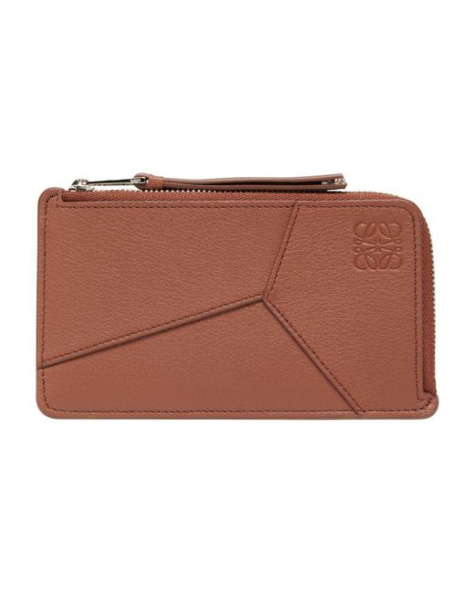 Loewe Brown Puzzle Edge Long Card And Coin Holder for men