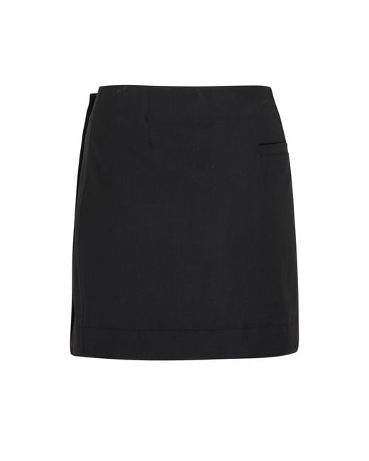Loulou Studio Black Mahaz Wool Asymmetric Skirt