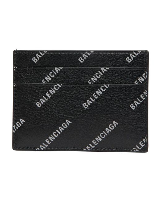 Balenciaga Black Cash Card Holder With Reflective Allover Logo for men