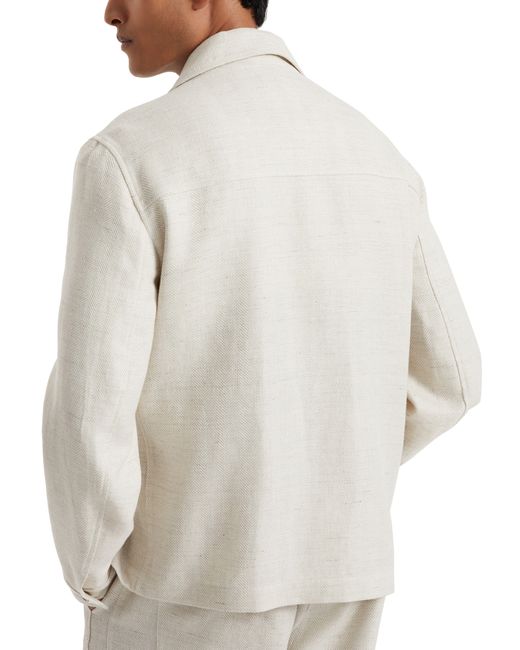 Brunello Cucinelli White Chevron Overshirt for men