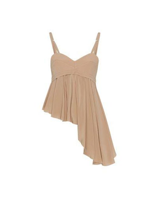 Victoria Beckham Brown Bra Detail Ruffle Cami