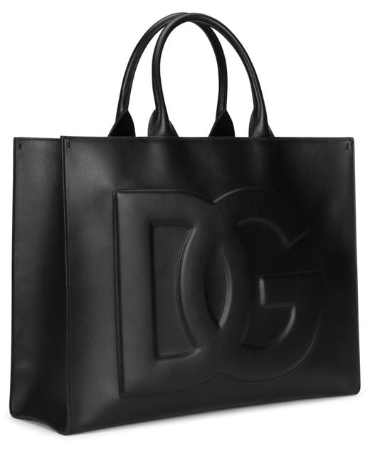 Dolce & Gabbana Black Large Calfskin Dg Daily Shopper