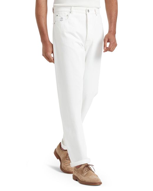 Brunello Cucinelli Hose mit fünf Taschen Iconic in White für Herren