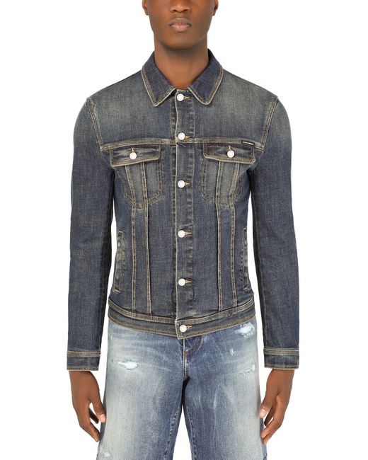 Dolce & Gabbana Gray Stretch Denim Jacket for men