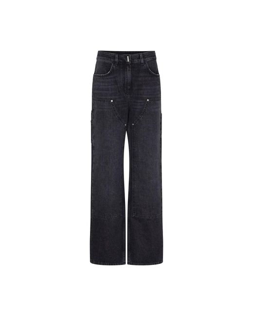 Givenchy Blue Wide-leg Jeans With Patches