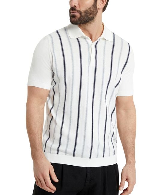 Brunello Cucinelli White Lightweight Knit Polo Shirt for men
