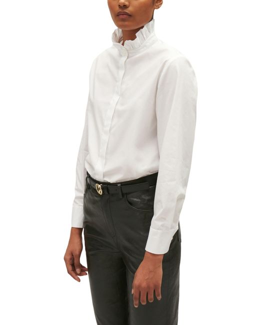 Claudie Pierlot Shirt With Ruffled Collar in White Lyst UK