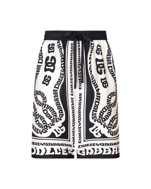 Dolce & Gabbana Black Silk Twill Shorts for men