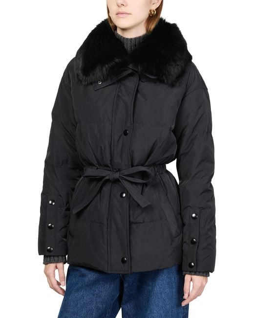 Yves Salomon Black Puffer Jacket With A Fox Fur Collar