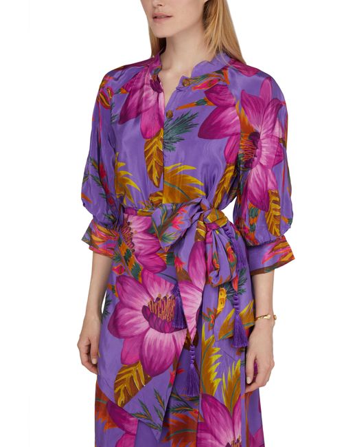 Farm Rio Purple Maxi Flowers Maxi Dress