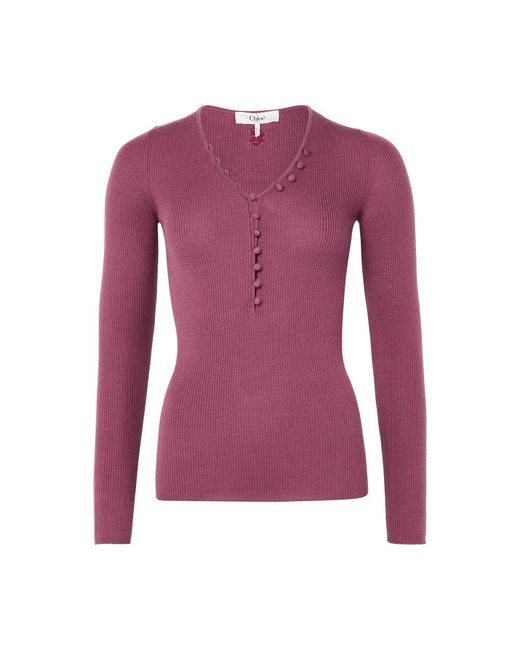 Chloé Purple Pullover Mit V-Ausschnitt