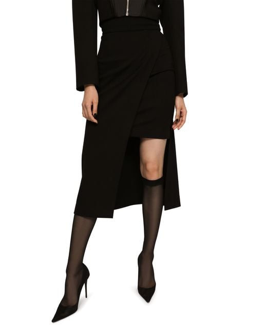 Dolce & Gabbana Black High Waist Midi Skirt