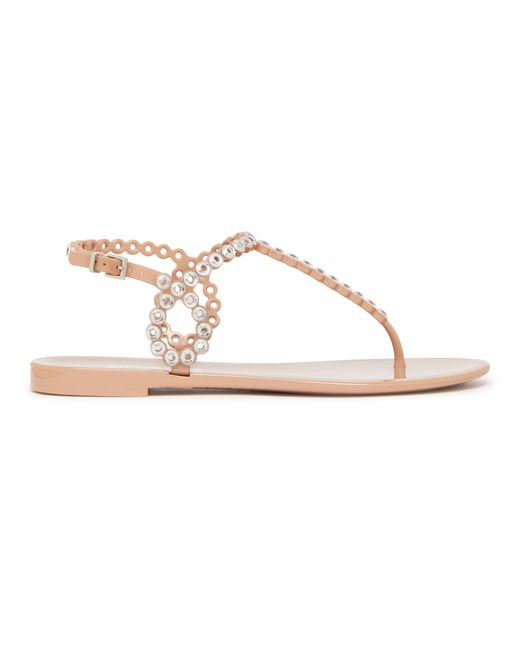 Aquazzura Pink Almost Bare Crystal Jelly Sandals