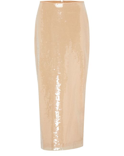 David Koma Natural Sequin Midi Skirt