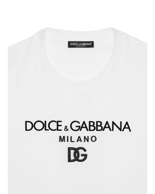 Dolce & Gabbana T-Shirt aus Baumwolle mit DG-Stickerei in White für Herren