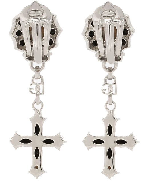 Dolce & Gabbana Black Tropfen-Ohrringe mit Kreuz-Details