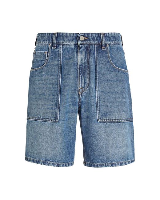 Fendi Blue Straight-Cut Shorts for men