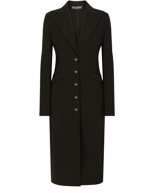 Dolce & Gabbana Black Jersey Milano Rib Coat