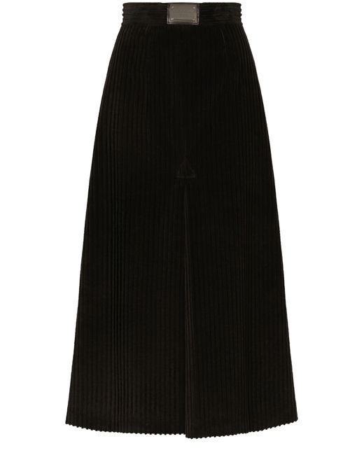 Dolce & Gabbana Black Logo-plaque High-waisted Skirt