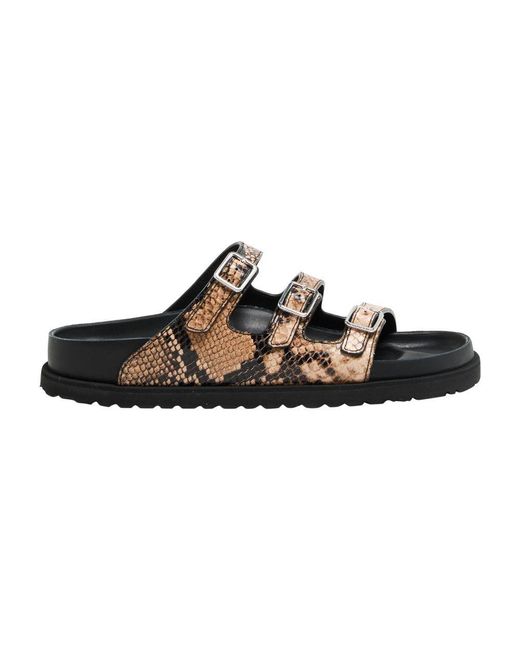サンダル・ミュール Birkenstock Florida Snake Leather Sandals With Adjustable Birkenstock Florida Snake Leather Sandals in Brown | Lyst